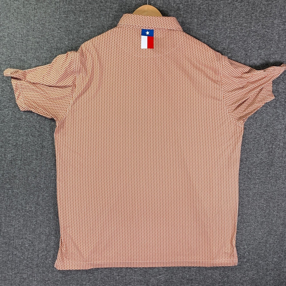 Rhoback Polo Men 2XL Orange Texas Print Golf Performance Preppy Modern - Picture 6 of 10